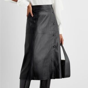 Iris & Ink Beatrice Wrap Effect Leather Midi Skirt